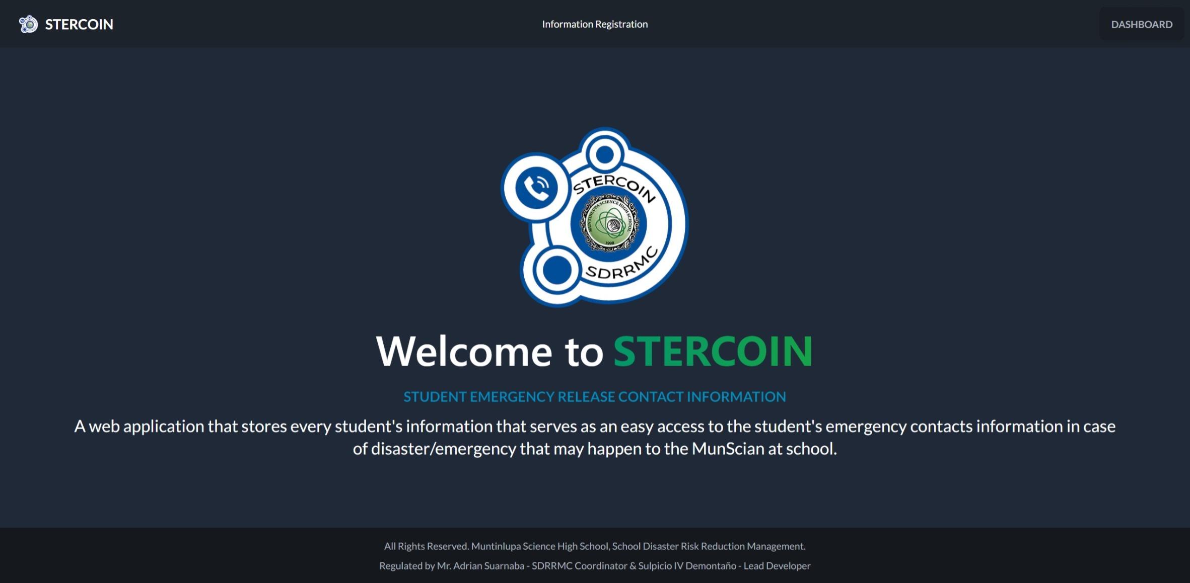 preview of the STERCOIN web app